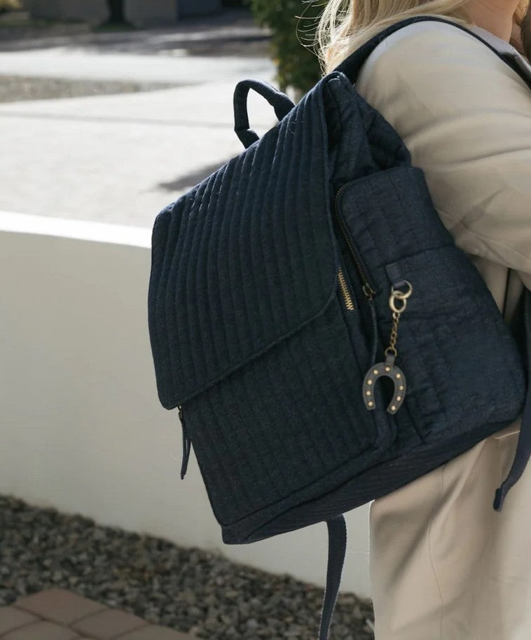 Quilted Flap Backpack Bag with Multi Side Pockets for Parent Daily Outings
