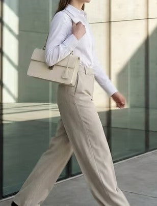 Structured Flap Shoulder Bag with Geometric Push Lock