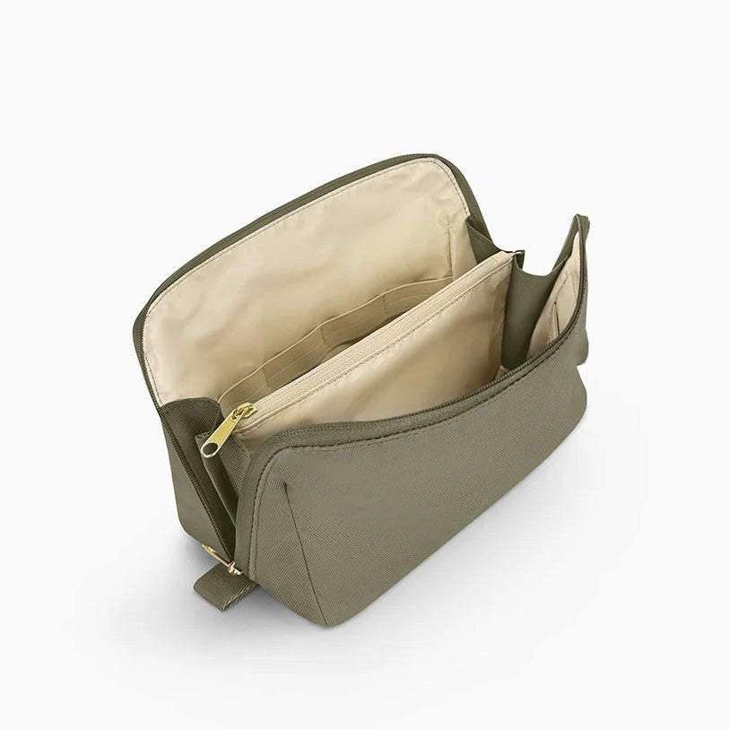 Sage Green Clamshell Multi-Pocket Cosmetic Storage Bag