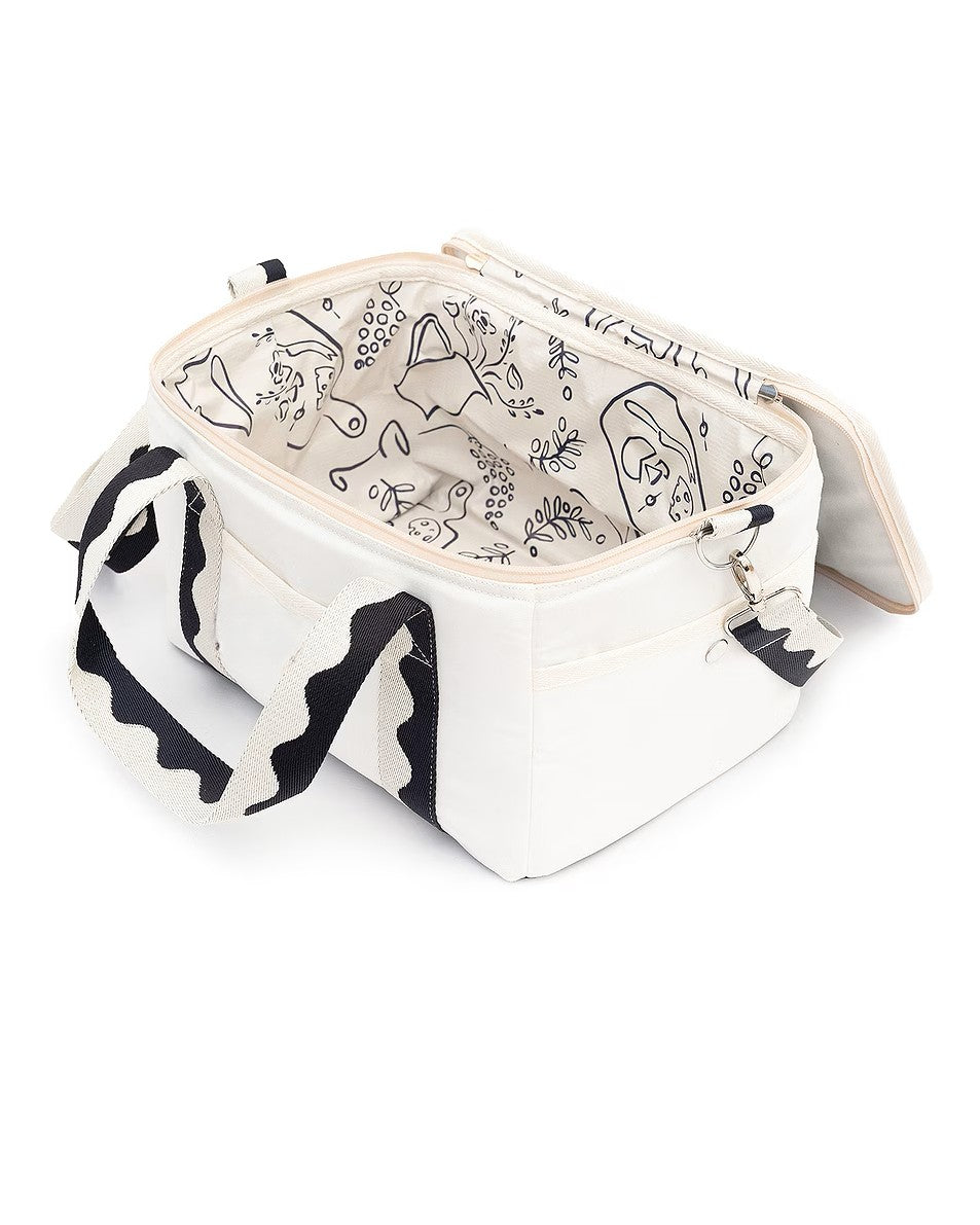 White Wave Strap Large Outdoor Insulated Carry Bag with Detachable Cross Strap