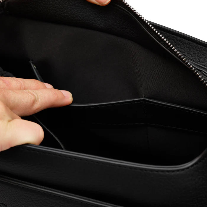 Black Multi-Pocket Stroller Hanging Bag with Convertible Hand Strap