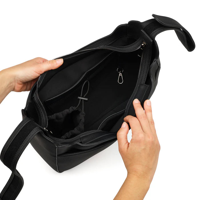 Black Multi-Pocket Stroller Hanging Bag with Convertible Hand Strap