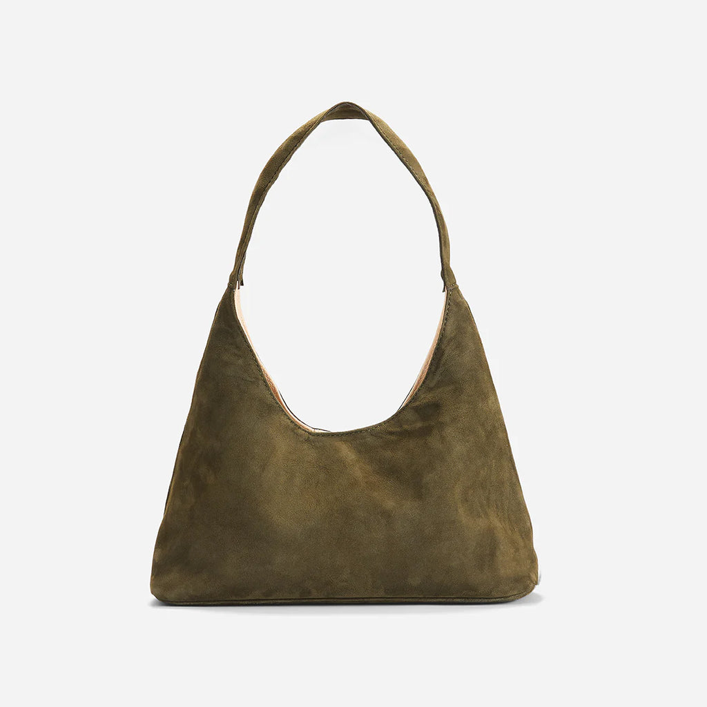 Olive Green Soft Hobo Shoulder Bag with Magnetic Snap & Inner Slip Pocket