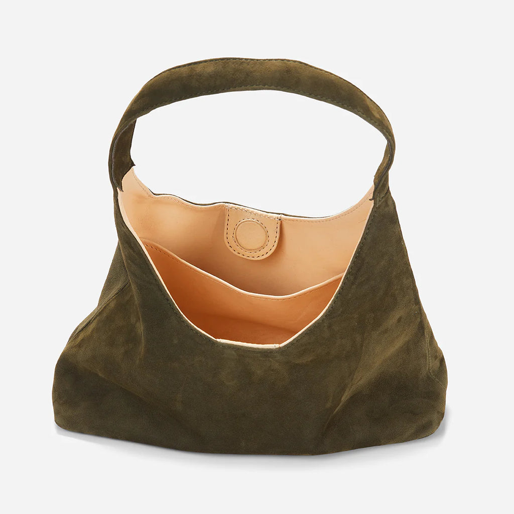 Olive Green Soft Hobo Shoulder Bag with Magnetic Snap & Inner Slip Pocket