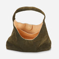 Olive Green Soft Hobo Shoulder Bag with Magnetic Snap & Inner Slip Pocket