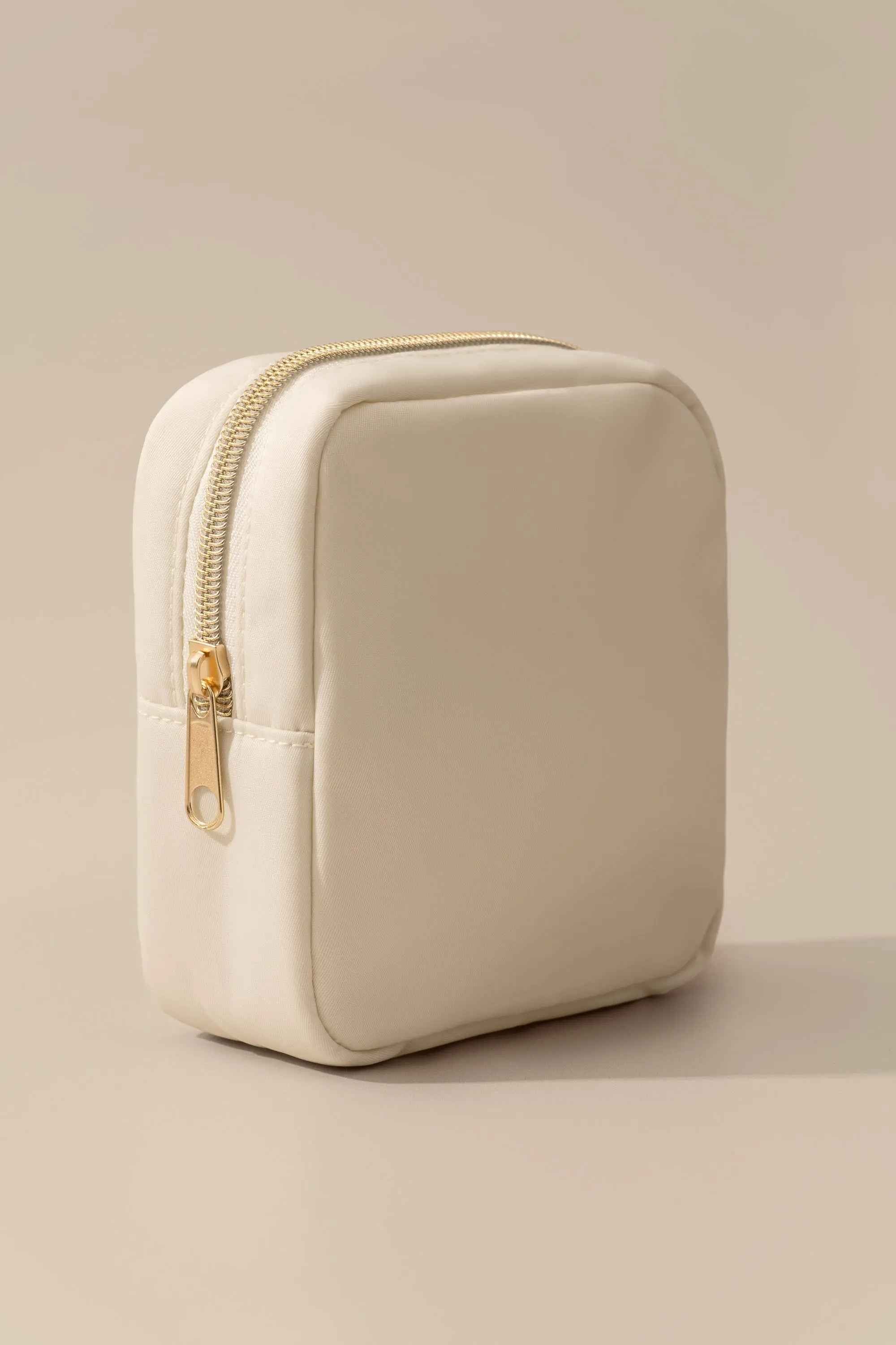 Cream Zippered Mini Storage Bag for Daily Accessories