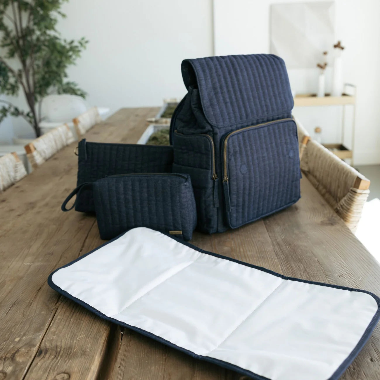 Quilted Flap Backpack Bag with Multi Side Pockets for Parent Daily Outings