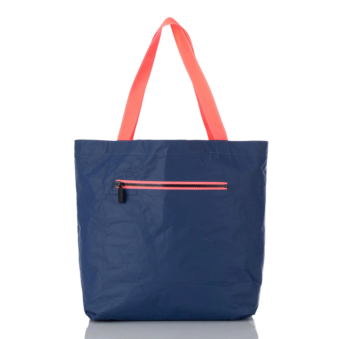 Two-Tone Striped Reversible Daily Carry Tote Bag with Wide Fabric Handles