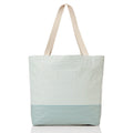 Two-Tone Striped Reversible Daily Carry Tote Bag with Wide Fabric Handles