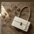 Structured Flap Shoulder Bag with Geometric Push Lock