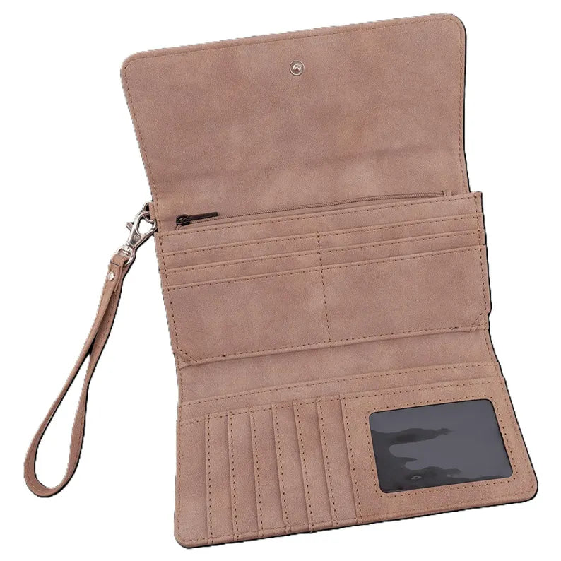 Multi-Card RFID Wristlet Wallet Bag with Detachable Strap