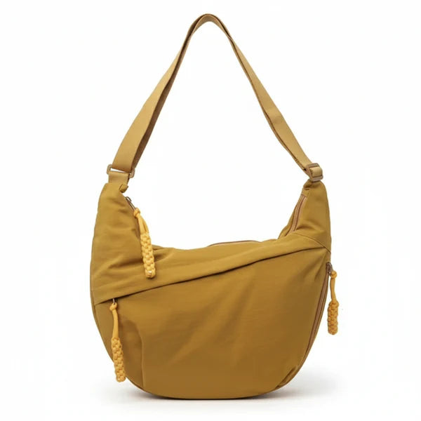 Spacious Multi-Pocket Crescent Crossbody Shoulder Bag