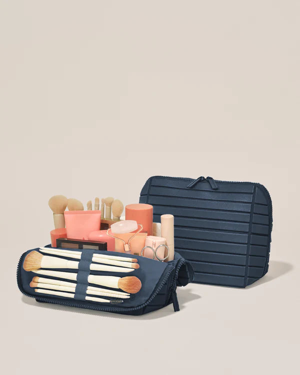 Large Travel Makeup Bag with Fixed Brush Slots