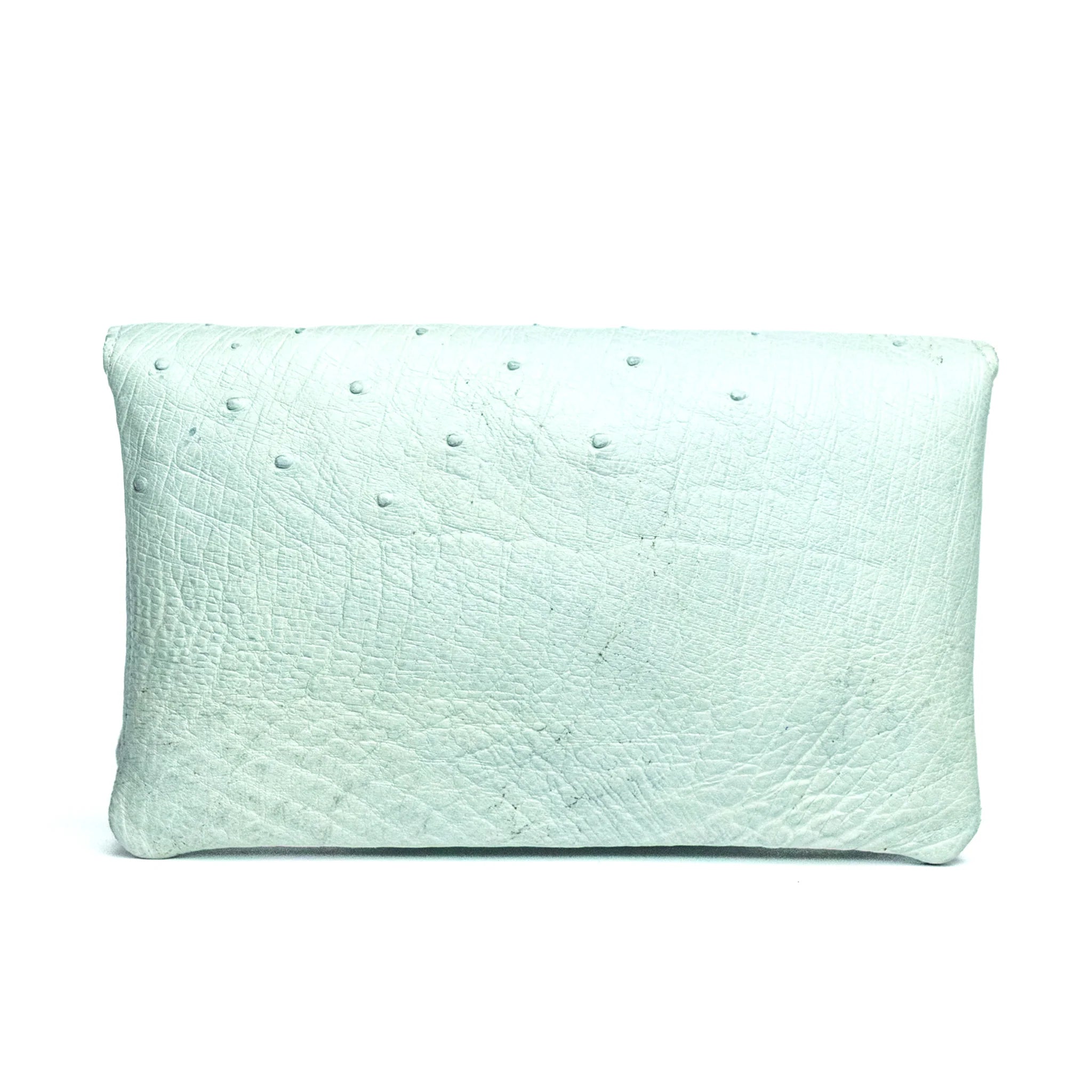 Ice Blue Textured Flap Small Accordion Storage Bag with Snap Closure