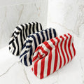 Multi-Color Vertical Striped Clasp Closure Storage Bag